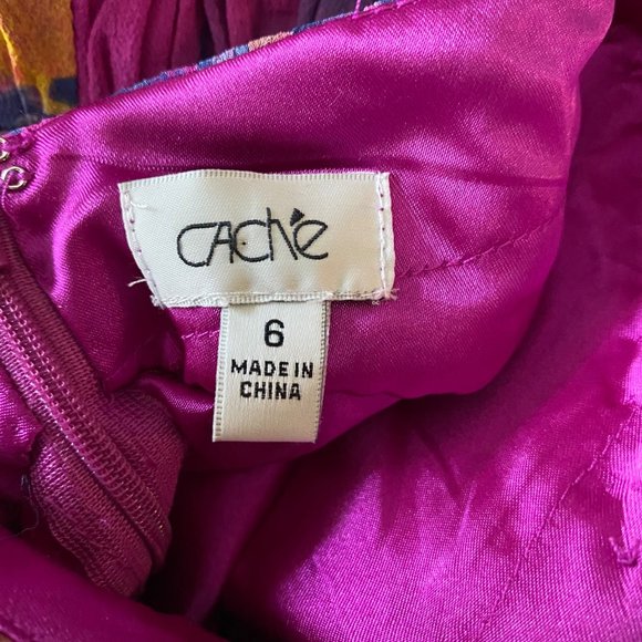 Cache sz 6 Halter 100% Silk backout v neck fit & flare midi cocktail dress - Picture 9 of 9